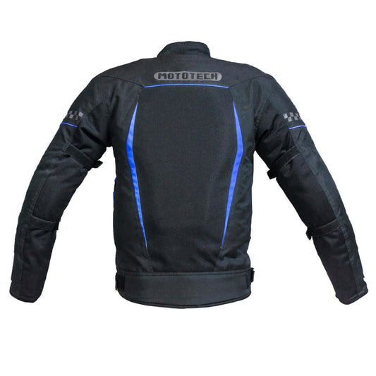 Breezer Mesh Motorcycle Riding Jacket - Black+Blue (Without Armours)