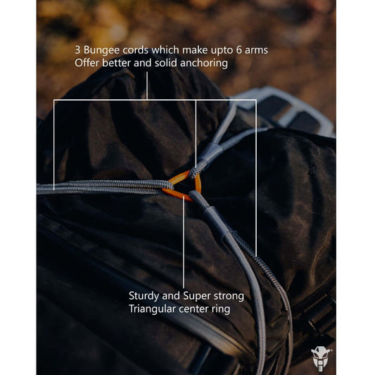 Hexapod Bungee Tie-down System - 32" / 80cms - Grey + Orange