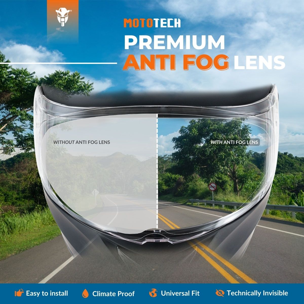 Anti Fog Visor Insert - Universal - Clear 1